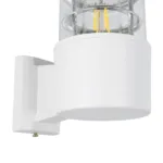 GloboStar® NEWI 01418 Μοντέρνο Επιτοίχιο Φωτιστικό Απλίκα Μονόφωτο 1 x E27 IP20 Λευκό & Ασημί Μέταλλο με Διάφανο Γυαλί - Μ11 x Π17 x Υ23cm - Image 7