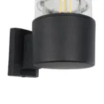 GloboStar® NEWI 01419 Μοντέρνο Επιτοίχιο Φωτιστικό Απλίκα Μονόφωτο 1 x E27 IP20 Μαύρο & Ασημί Μέταλλο με Διάφανο Γυαλί - Μ11 x Π17 x Υ23cm - Image 7