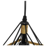GloboStar® FLUTED 01421 Vintage Κρεμαστό Φωτιστικό Πλέγμα Μονόφωτο 1 x E27 IP20 Μαύρο Μέταλλο με Μπεζ Σχοινί - Μ25 x Π25 x Y24cm - Image 5