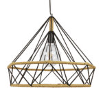 GloboStar® FLUTED 01422 Vintage Κρεμαστό Φωτιστικό Πλέγμα Μονόφωτο 1 x E27 IP20 Μαύρο Μέταλλο με Μπεζ Σχοινί - Μ50 x Π50 x Y44cm - Image 2
