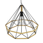 GloboStar® FLUTED 01422 Vintage Κρεμαστό Φωτιστικό Πλέγμα Μονόφωτο 1 x E27 IP20 Μαύρο Μέταλλο με Μπεζ Σχοινί - Μ50 x Π50 x Y44cm - Image 4
