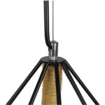 GloboStar® FLUTED 01422 Vintage Κρεμαστό Φωτιστικό Πλέγμα Μονόφωτο 1 x E27 IP20 Μαύρο Μέταλλο με Μπεζ Σχοινί - Μ50 x Π50 x Y44cm - Image 5