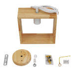 GloboStar® ELISE 01428 Μοντέρνο Κρεμαστό Φωτιστικό Οροφής Μονόφωτο 1 x E27 IP20 Μπεζ Ξύλο - Μ20 x Π8 x Υ23cm - Image 8