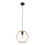 GloboStar® ELISE 01429 Μοντέρνο Κρεμαστό Φωτιστικό Οροφής Μονόφωτο 1 x E27 IP20 Μπεζ Ξύλο - Μ26 x Π8 x Υ25cm - Image 3