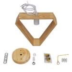 GloboStar® ELISE 01430 Μοντέρνο Κρεμαστό Φωτιστικό Οροφής Μονόφωτο 1 x E27 IP20 Μπεζ Ξύλο - Μ29 x Π8 x Υ28cm - Image 8