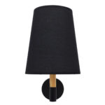 GloboStar® LYDFORD 01432 Μοντέρνο Επιτοίχιο Φωτιστικό Απλίκα Μονόφωτο 1 x E27 IP20 Μαύρο Ύφασμα, Μαύρο Μέταλλο με Μπέζ Ξύλο - Μ20 x Π28 x Υ36cm - Image 4