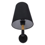 GloboStar® LYDFORD 01432 Μοντέρνο Επιτοίχιο Φωτιστικό Απλίκα Μονόφωτο 1 x E27 IP20 Μαύρο Ύφασμα, Μαύρο Μέταλλο με Μπέζ Ξύλο - Μ20 x Π28 x Υ36cm - Image 5