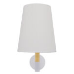 GloboStar® LYDFORD 01433 Μοντέρνο Επιτοίχιο Φωτιστικό Απλίκα Μονόφωτο 1 x E27 IP20 Λευκό Ύφασμα, Λευκό Μέταλλο με Μπέζ Ξύλο - Μ20 x Π28 x Υ36cm - Image 4