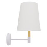 GloboStar® LYDFORD 01433 Μοντέρνο Επιτοίχιο Φωτιστικό Απλίκα Μονόφωτο 1 x E27 IP20 Λευκό Ύφασμα, Λευκό Μέταλλο με Μπέζ Ξύλο - Μ20 x Π28 x Υ36cm - Image 7