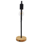 GloboStar® HONOR SQUARE 01435 Μοντέρνο Επιτραπέζιο Φωτιστικό Πορτατίφ Μονόφωτο Μαύρο Μεταλλικό με Ξύλινη Βάση Δρυς Μ20 x Π20 x Υ42cm - Image 4