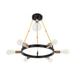 GloboStar® SAILOR 01445 Μοντέρνο Φωτιστικό Οροφής Πλέγμα Πολύφωτο 7 x E27 IP20 Μαύρο, Χρυσό & Χάλκινο Μέταλλο - Μ55 x Π55 x Υ55cm - Image 4