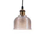 GloboStar® SEGRETO 01448 Vintage Κρεμαστό Φωτιστικό Μονόφωτο Καμπάνα 1 x E27 IP20 Διάφανο Γυαλί με Χρυσό Μέταλλο - Μ14 x Π14 x Υ18cm - Image 4