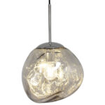 GloboStar® DIXAR 01460 Μοντέρνο Κρεμαστό Φωτιστικό Μπάλα Μονόφωτο 1 x E27 IP20 Ασημί Γυαλί - Μ28 x Π28 x Υ40cm