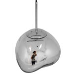 GloboStar® DIXAR 01460 Μοντέρνο Κρεμαστό Φωτιστικό Μπάλα Μονόφωτο 1 x E27 IP20 Ασημί Γυαλί - Μ28 x Π28 x Υ40cm - Image 3