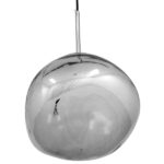 GloboStar® DIXAR 01460 Μοντέρνο Κρεμαστό Φωτιστικό Μπάλα Μονόφωτο 1 x E27 IP20 Ασημί Γυαλί - Μ28 x Π28 x Υ40cm - Image 4