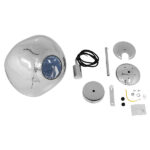 GloboStar® DIXAR 01460 Μοντέρνο Κρεμαστό Φωτιστικό Μπάλα Μονόφωτο 1 x E27 IP20 Ασημί Γυαλί - Μ28 x Π28 x Υ40cm - Image 6