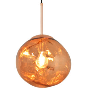 GloboStar® DIXAR 01461 Μοντέρνο Κρεμαστό Φωτιστικό Μπάλα Μονόφωτο 1 x E27 IP20 Χάλκινο Γυαλί - Μ28 x Π28 x Υ40cm