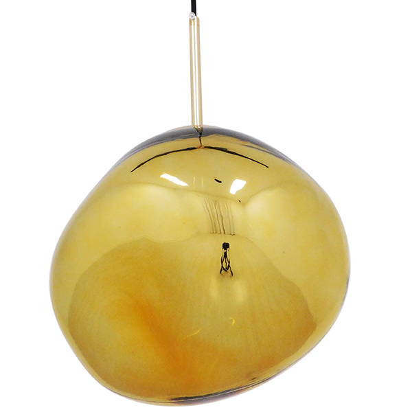 GloboStar® DIXAR 01462 Μοντέρνο Κρεμαστό Φωτιστικό Μπάλα Μονόφωτο 1 x E27 IP20 Χρυσό Γυαλί - Μ28 x Π28 x Υ40cm - Image 4