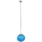GloboStar® DIXAR 01463 Μοντέρνο Κρεμαστό Φωτιστικό Μπάλα Μονόφωτο 1 x E27 IP20 Μπλε Γυαλί - Μ28 x Π28 x Υ40cm - Image 2