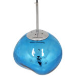 GloboStar® DIXAR 01463 Μοντέρνο Κρεμαστό Φωτιστικό Μπάλα Μονόφωτο 1 x E27 IP20 Μπλε Γυαλί - Μ28 x Π28 x Υ40cm - Image 3