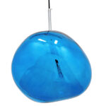 GloboStar® DIXAR 01463 Μοντέρνο Κρεμαστό Φωτιστικό Μπάλα Μονόφωτο 1 x E27 IP20 Μπλε Γυαλί - Μ28 x Π28 x Υ40cm - Image 4