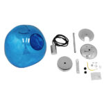 GloboStar® DIXAR 01463 Μοντέρνο Κρεμαστό Φωτιστικό Μπάλα Μονόφωτο 1 x E27 IP20 Μπλε Γυαλί - Μ28 x Π28 x Υ40cm - Image 6