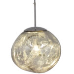 GloboStar® DIXAR 01464 Μοντέρνο Κρεμαστό Φωτιστικό Μπάλα Μονόφωτο 1 x E27 IP20 Ασημί Γυαλί - Μ36 x Π36 x Υ45cm