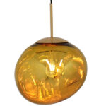 GloboStar® DIXAR 01466 Μοντέρνο Κρεμαστό Φωτιστικό Μπάλα Μονόφωτο 1 x E27 IP20 Χρυσό Γυαλί - Μ36 x Π36 x Υ45cm