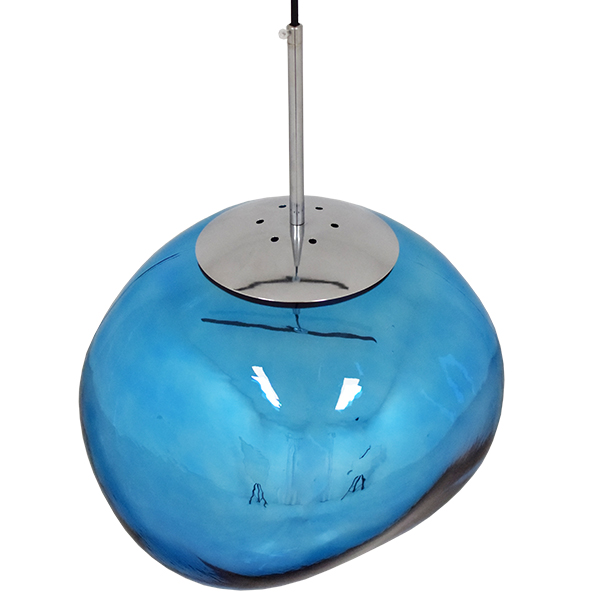 GloboStar® DIXAR 01467 Μοντέρνο Κρεμαστό Φωτιστικό Μπάλα Μονόφωτο 1 x E27 IP20 Μπλε Γυαλί - Μ36 x Π36 x Υ45cm - Image 3