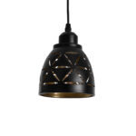 GloboStar® COOLIE 01475 Μοντέρνο Κρεμαστό Φωτιστικό Μονόφωτο Καμπάνα 1 x E27 IP20 Μαύρο & Χρυσό Μέταλλο - Μ13 x Π13 x Υ14cm