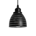GloboStar® COOLIE 01483 Μοντέρνο Κρεμαστό Φωτιστικό Μονόφωτο Καμπάνα 1 x E27 IP20 Μαύρο & Ασημί Μέταλλο - Μ12.5 x Π12.5 x Υ11.5cm