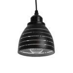 GloboStar® COOLIE 01483 Μοντέρνο Κρεμαστό Φωτιστικό Μονόφωτο Καμπάνα 1 x E27 IP20 Μαύρο & Ασημί Μέταλλο - Μ12.5 x Π12.5 x Υ11.5cm - Image 5
