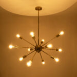GloboStar® MILANO 01485 Μοντέρνο Φωτιστικό Οροφής Πλέγμα Πολύφωτο 12 x E27 IP20 Χρυσό Μέταλλο - Μ80 x Π80 x Υ80cm - Image 2