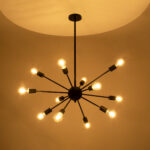 GloboStar® MILANO 01486 Μοντέρνο Φωτιστικό Οροφής Πλέγμα Πολύφωτο 12 x E27 IP20 Μαύρο Μέταλλο - Μ80 x Π80 x Υ80cm - Image 2