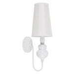 GloboStar® LAURA 01499 Μοντέρνο Επιτοίχιο Φωτιστικό Απλίκα Μονόφωτο 1 x E27 IP20 Λευκό Μέταλλο με Λευκό Ύφασμα - Μ21 x Π15 x Y48cm - Image 3