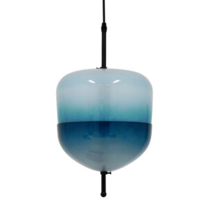 GloboStar® TEARDROP 01503 Μοντέρνο Κρεμαστό Φωτιστικό Ανάρτηση Τρίφωτο 3 x G4 Τιρκουάζ Γυαλί - Μ24 x Π24 x Υ45cm