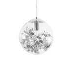 GloboStar® HARPER 01510 Μοντέρνο Κρεμαστό Φωτιστικό Μπάλα Μονόφωτο 1 x E27 IP20 Διάφανο Γυαλί με Ασημί Μέταλλο - Μ25 x Π25 x Υ30cm - Image 4