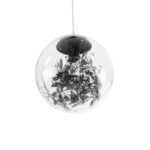 GloboStar® HARPER 01512 Μοντέρνο Κρεμαστό Φωτιστικό Μπάλα Μονόφωτο 1 x E27 IP20 Διάφανο Γυαλί με Μαύρο Μέταλλο - Μ25 x Π25 x Υ30cm - Image 5