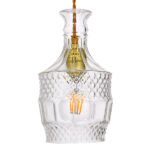 GloboStar® WHISKEY 01513 Vintage Κρεμαστό Φωτιστικό Ανάρτηση Μονόφωτο 1 x E27 IP20 Διάφανο Γυαλί - Μ13 x Π13 x Υ22cm - Image 4