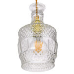 GloboStar® WHISKEY 01513 Vintage Κρεμαστό Φωτιστικό Ανάρτηση Μονόφωτο 1 x E27 IP20 Διάφανο Γυαλί - Μ13 x Π13 x Υ22cm - Image 5