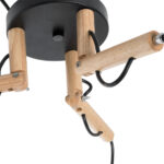 GloboStar® RAMSON 01525 Μοντέρνο Κρεμαστό Φωτιστικό Καπέλο Τρίφωτο 3 x E27 IP20 Μαύρο Ύφασμα με Μπεζ Ξύλο - Μ65 x Π65 x Υ20cm - Image 8