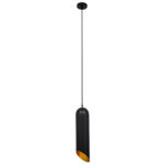 GloboStar® CARSON 01528 Μοντέρνο Κρεμαστό Φωτιστικό Ανάρτηση Μονόφωτο 1 x E27 IP20 Μαύρο & Χρυσό Μέταλλο - Μ12 x Π12 x Υ52cm - Image 2