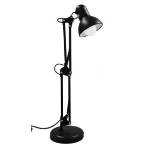 GloboStar® DESK BLACK 01538 Μοντέρνο Επιτραπέζιο Φωτιστικό Γραφείου Μονόφωτο Μεταλλικό Μαύρο Λευκό Φ12 x Υ67cm