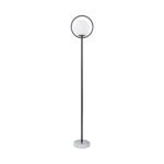 GloboStar® VERSAILLES 01540 Μοντέρνο Επιδαπέδιο Φωτιστικό Μονόφωτο 1 x E27 IP20 Μαύρο Αλουμίνιο, Λευκό Γυαλί με Γκρι Μάρμαρο - Μ25 x Π25 x Υ150cm