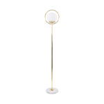GloboStar® VERSAILLES 01541 Μοντέρνο Επιδαπέδιο Φωτιστικό Μονόφωτο 1 x E27 IP20 Χρυσό Αλουμίνιο, Λευκό Γυαλί με Γκρι Μάρμαρο - Μ25 x Π25 x Υ150cm