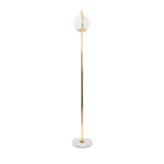 GloboStar® VERSAILLES 01541 Μοντέρνο Επιδαπέδιο Φωτιστικό Μονόφωτο 1 x E27 IP20 Χρυσό Αλουμίνιο, Λευκό Γυαλί με Γκρι Μάρμαρο - Μ25 x Π25 x Υ150cm - Image 3