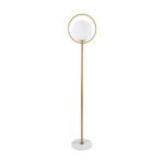 GloboStar® VERSAILLES 01543 Μοντέρνο Επιδαπέδιο Φωτιστικό Μονόφωτο 1 x E27 IP20 Χρυσό Αλουμίνιο , Λευκό Γυαλί με Γκρι Μάρμαρο - Μ35 x Π35 x Υ170cm