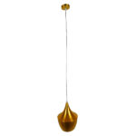 GloboStar® SHANGHAI 01544 Μοντέρνο Κρεμαστό Φωτιστικό Καμπάνα Μονόφωτο 1 x E27 IP20 Χρυσό Μέταλλο - Μ24 x Π24 x Υ30cm