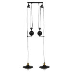 GloboStar® CARILO 01550 Vintage Κρεμαστό Φωτιστικό Ανάρτηση Δίφωτο 2 x E27 IP20 Μαύρο & Χρυσό Μέταλλο - Μ72 x Π26 x Υ120cm - Image 2