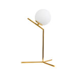 GloboStar® ELFIS GOLD 01551 Μοντέρνο Επιτραπέζιο Φωτιστικό Πορτατίφ Μονόφωτο 1 x E27 Χρυσό Μεταλλικό με Λευκό Γυαλί Μπάλα Φ15 x Υ53cm - Image 4